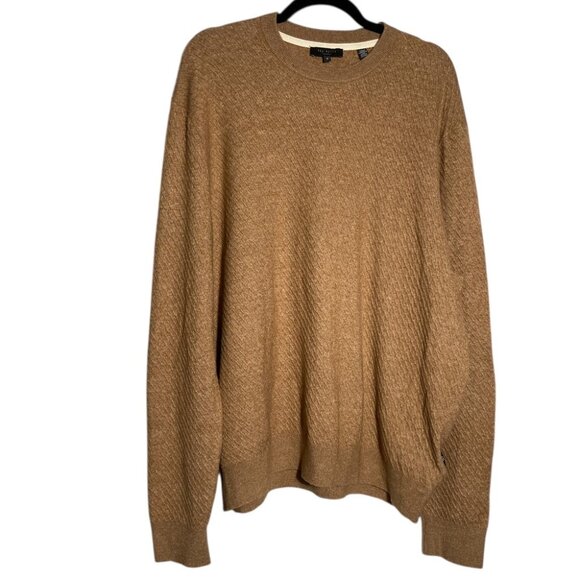 New Ted Baker Textured Crew Neck Sweater in Tan - Picture 3 of 10